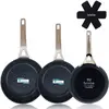 Image de Set 3 Poêles à Frire Antiadhésives à Induction 20-24-28cm, Aluminium Forgé Briebe Black Titanium Noir noir