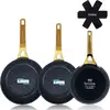 Image de Set 3 Poêles à Frire Antiadhésives à Induction 18-20-24cm, Aluminium Forgé Briebe Gold Titanium Noir noir