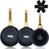 Image de Set 3 Poêles à Frire Antiadhésives à Induction 20-24-28cm, Aluminium Forgé Briebe Gold Titanium Noir