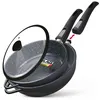 Image de Set 2 Sauteuse Induction Manche Amovible, Poêles 24/ 28cm Antiadhesive Couvercle Briebe MGK19S Noir