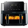 Image de Friteuse à air chaud Cook Organics Dual 8L PRIXTON - Friteuse sans huile - 2000W - 12 Programmes - Écran tactile LED - Séparateur pour 2 paniers - Couleur Noir