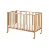 Image de Lit bébé à barreaux pliable 60x120 cm en hêtre massif naturel