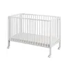 Image de Lit bébé à barreaux pliable 60x120 cm en hêtre massif blanc