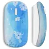 Image de Souris Sans Fil - Fleurs - Bleu - Clé USB incluse - Compatible Mac et PC - Wi-Fi