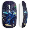 Image de Souris sans fil - MANIACASE - Moto Suzuki - Couleur bleue - Compatible Mac et PC - USB wifi