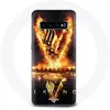 Image de Coque pour Samsung Galaxy S10 Vikings Série Saison 6 logo V Epée de Feu Fond Noir