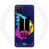 Image de Coque pour Samsung Galaxy A12 Bangtan Sonyeondan BTS Logo Noir Fond Abstrait Bleu Jaune Et Rose