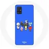 Image de Coque pour Samsung Galaxy A71 BTS BT21 Tata Chimmy Cooky Rj Koya Shooky Et Mang Jouent De la musique Fond Bleu