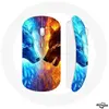Image de Souris Sans Fil - Loup de Glace et de Feu - USB - Compatible Mac et PC - Couleur Bleu - Technologie Sans Fil