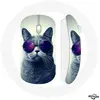 Image de Souris Sans Fil - Chat - Lunettes Violettes - Compatible Mac et PC - Clé USB Wifi - Blanc/Violet