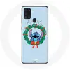 Image de Coque pour Samsung Galaxy A21s Stitch neige joyeux Noël bleu