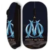 Image de Souris noir Sans Fil OM logo bleue et dorée stade