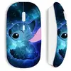 Image de Souris sans fil maniacase blanche Stitch bleu frand bleu