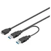 Image de PremiumCord Kabelis USB 2x USB-A - micro-B 0.3 m Juodas (ku3y01) (0.30 m), Câble USB