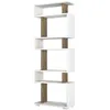 Image de Toilinux - Etagère bibliothèque design scandinave Blok - L. 60 x H. 165 cm - Blanc - Blok
