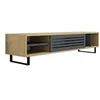 Image de Toilinux - Meuble TV design lattes Safir - L. 160 x H. 40 cm - Gris anthracite - Safir