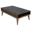 Image de Table basse en bois noyer et noir effet marbre avec rangement Roma 105cm