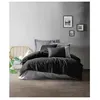 Image de Parure de lit - 129CTN62694 - 1 housse de couette 220 x 240 cm + 2 taies d'oreiller 60 x 60 cm - 100% coton ranforcé - Noir