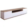 Image de Meuble TV avec 3 portes et 1 niche - Blanc et naturel - LOTULA