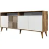 Image de Buffet en bois noyer et blanc 4 portes Roma 180cm