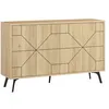 Image de Buffet 4 portes bois clair motif géométrique Kuzako 123 cm