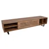 Image de meuble tv bois 160x40x35 noir, bois noir, bois naturel, bois