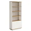 Image de Bibliothèque avec 2 portes et 4 niches - Blanc et naturel - LOTULA
