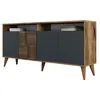 Image de Buffet en bois noyer et anthracite 4 portes Roma 160cm