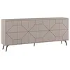 Image de Buffet 4 portes bois taupe motif géométrique Kuzako 184 cm