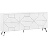 Image de Buffet 4 portes bois blanc motif géométrique Kuzako 184 cm