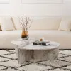 Image de Ensemble de 2 tables basses design 90x90x35 cm décor marbre - TEONA