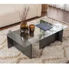 Image de Table basse design 105x65x30 cm en verre trempé et noir - MAE