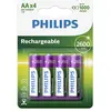 Image de Philips Pile rechargeable LR6 (AA) (4 pcs, AA, 2600 mAh), Batteries + piles