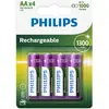Image de Philips Batterie Rechargeable (4 pcs, AA, 1300 mAh), Batteries + piles