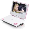 Image de Lecteur DVD portable de 9 pouces avec casque, port USB et dispositif de suspension Lenco DVP-910PK Blanc-Rose