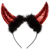 Image de serre-tête cornes de diable rouge pailleté - boland 01069