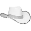 Image de chapeau cowboy blanc strass sequins argent femme - boland 01437