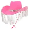 Image de chapeau cowgirl rose franges adulte - boland 04517