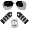 Image de kit déguisement policier lunettes badge épaulettes - - noir - boland 33204