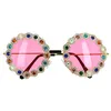 Image de paire de lunettes roses flower power strass femme - boland 44555