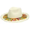 Image de chapeau panama paille bohème plage franges adulte - boland 54459
