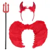 Image de 3 accessoires diable cornes trident 58cm ailes - boland 73209