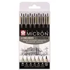 Image de 6 feutres - Noir - Assortiment de pointes - Pigma Micron Noir - Sakura