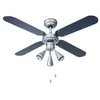 Image de Bestron Ventilateur De Plafond - 50w - 102cm - Argent - 4 Pales Reversibles En Argent Ou En Bleu Marine - Equipe De 3 Spots Lumi