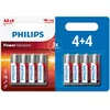 Image de Lot de 8 piles Philips Power Alkaline AA LR6 1 pack de 4+4
