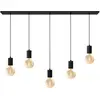 Image de Calex, Suspension, Retro Deckenlampe - 5x E27 - Hanging Lamp Industrial - 14 x 130 cm Pendellamp - Schwarz (E27)