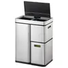 Image de EKO Poubelle à capteur Mirage Plus 1x30 L + 2x15 L Argenté mat