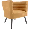 Image de Leitmotiv - Fauteuil design en velours et bois Explicit Ocre