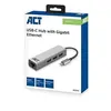 Image de ACT Hub USB C 3.1 Gen1 (USB 3.0), 3 Ports, avec 1 Port réseau Gigabit, Longueur du câble 0,15 m, boîtier en Aluminium