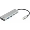 Image de ACT Hub USB-C 3.0, 2x USB-A, 2x USB-C (USB-C, 5 ports), Station d'accueil + hub USB, Noir, Gris, Argent